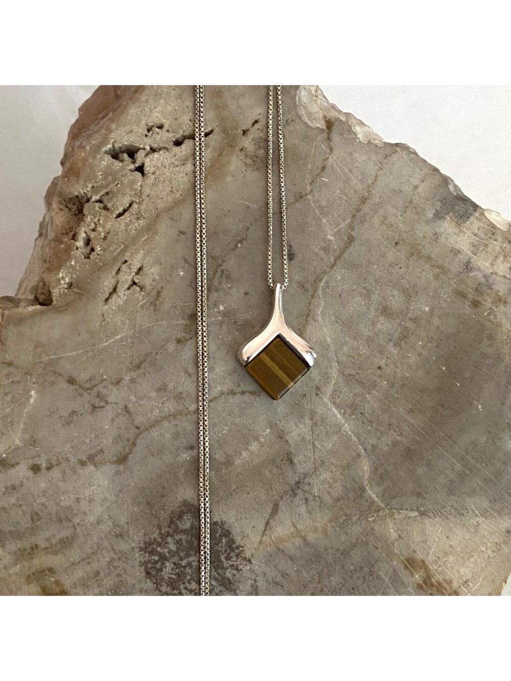 Sterling Silver 925 Astri Holthe Scandinavian Tigers Eye Pendant Necklace 17"